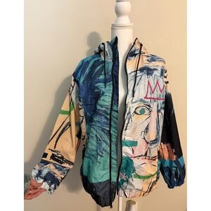 Jean-Michel Basquiat Members Only Windbreaker Hooded Jacket Graphic Art Size M